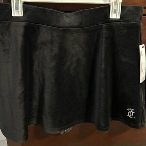 Juicy Couture Black Velvet Twirl Skirt Jeweled Logo  JC Size Large